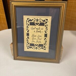 Framed Scissor Cut Scherenschnitte Wall Art Family Prayer Folk Art